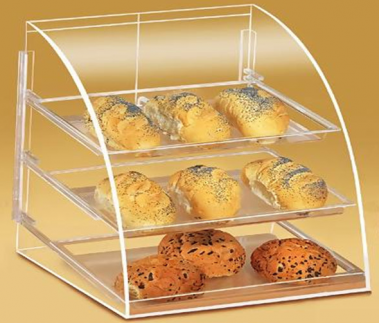簡約透明扇形3層亞克力面包展示架 食品展示架